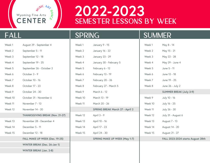 New 2023 Semester Schedule